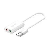 Ugreen US205 USB Male to Female Dual 3.5mm White Audio Converter #30143